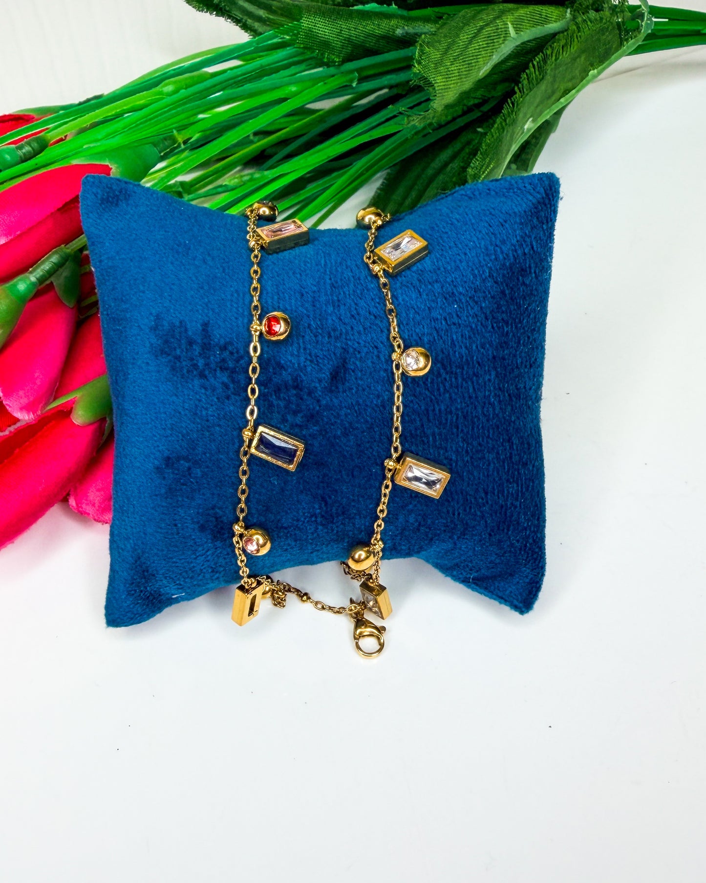 Square stone Charm bracelet