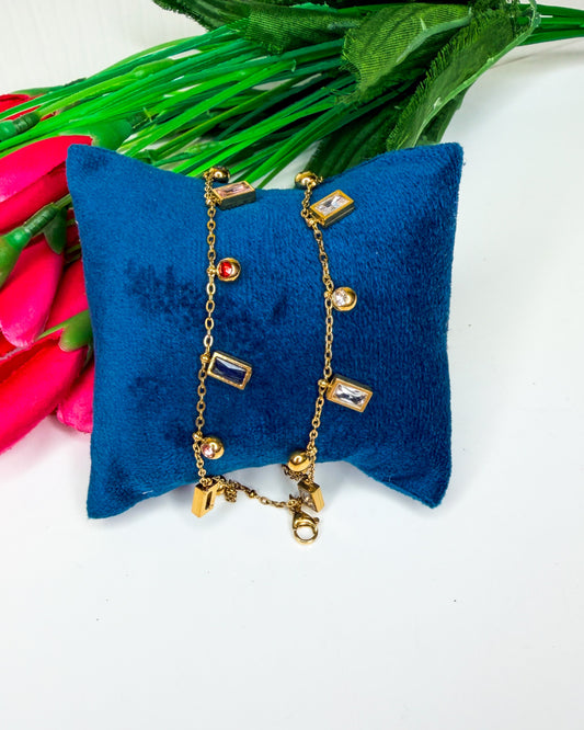 Square stone Charm bracelet