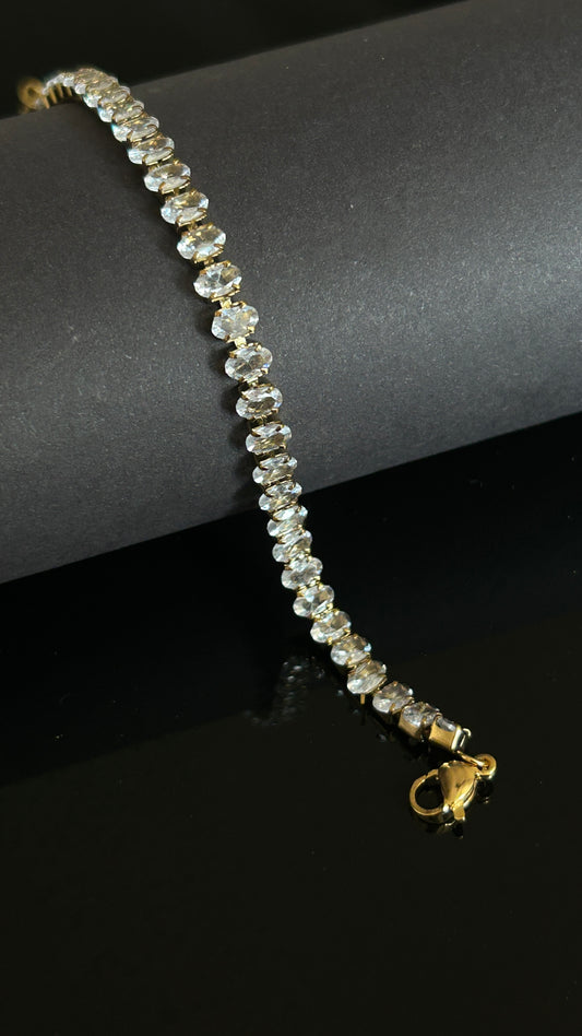 Oval stone tennis bracelet