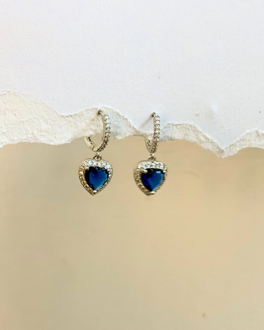 Blue stone heart silver Huggies