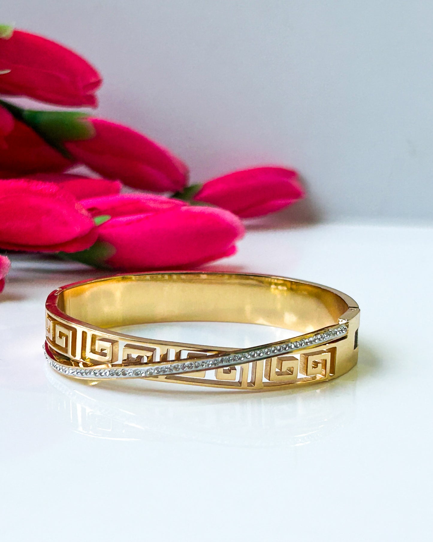 Greek infinity thin wrist bracelet