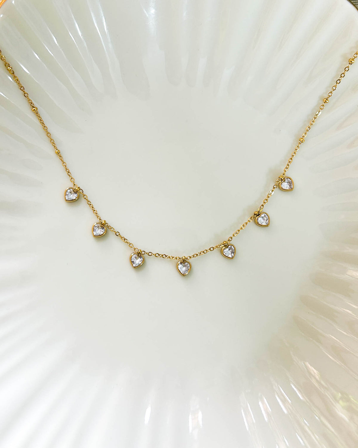 White heart stone necklace