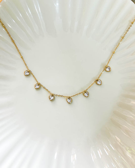 White heart stone necklace