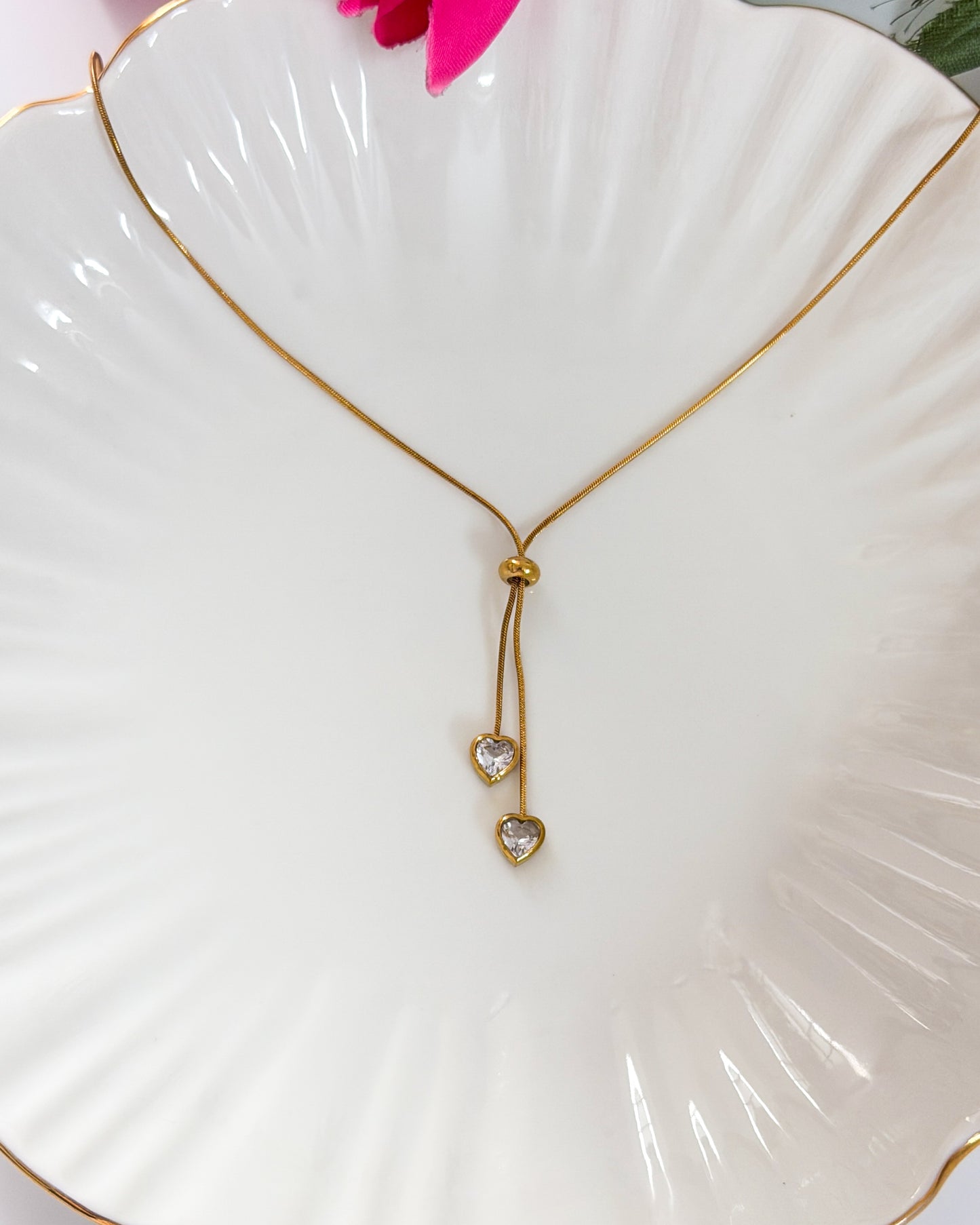 White stone drop hanging necklace