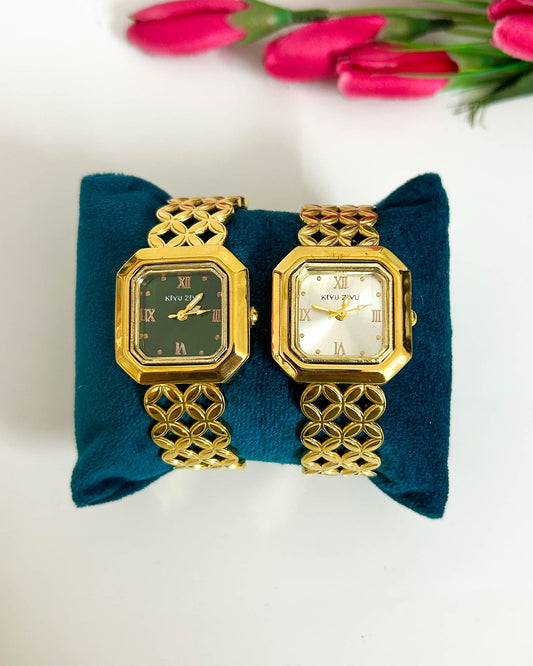 Floral link thin wrist baby size watch