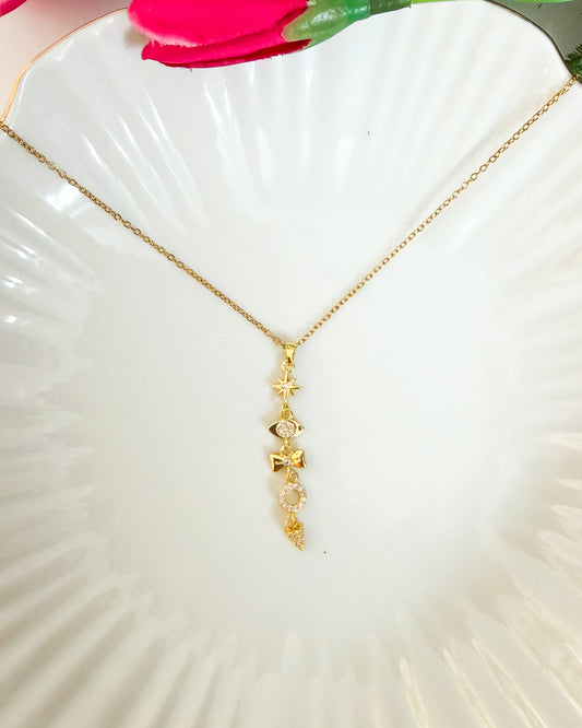 Twinkle bow hanging necklace