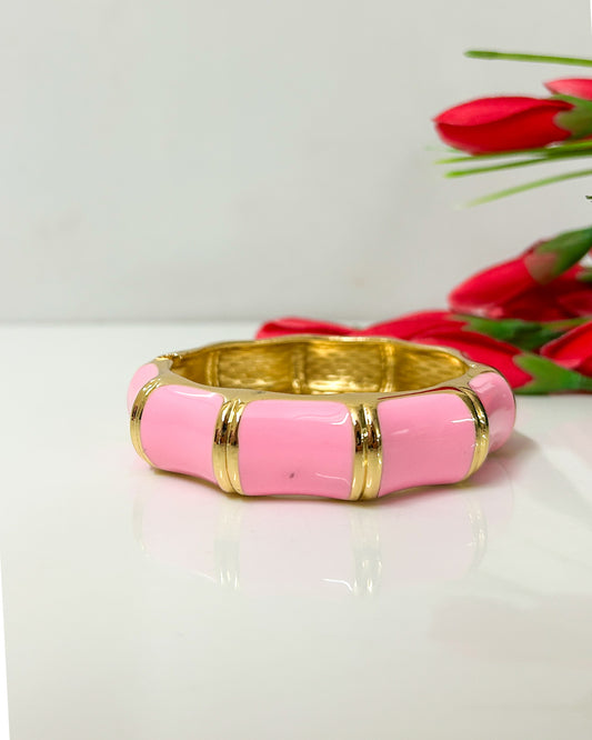Pink bamboo Italian bracelet