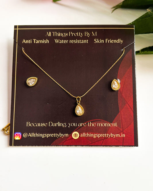 Drop stone combo ( necklace+ earrings)