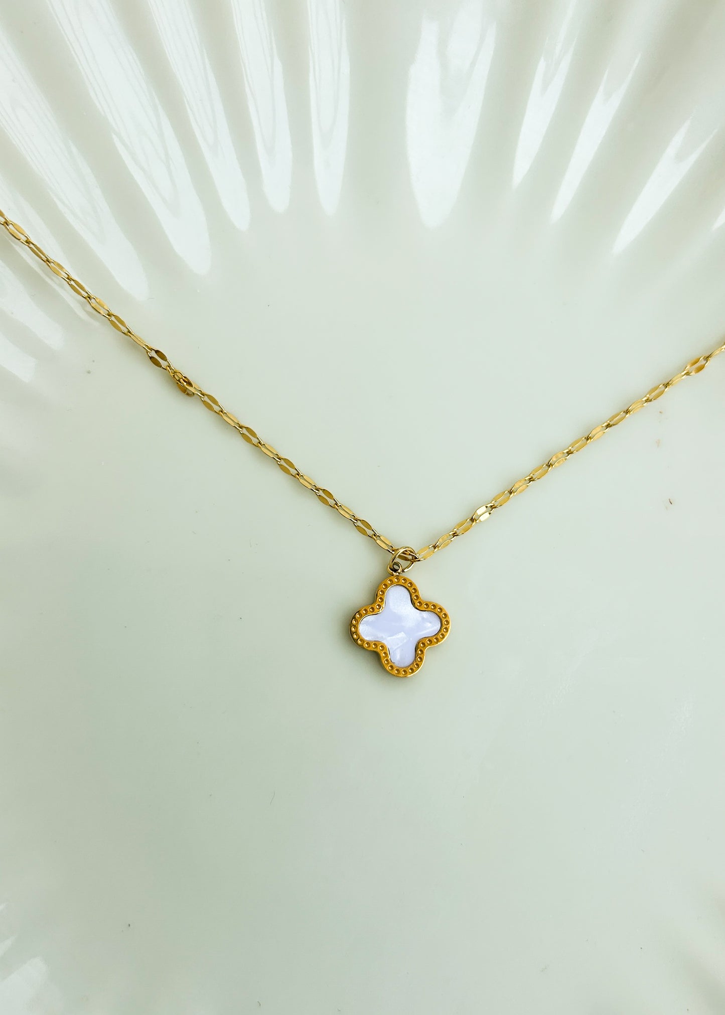 Dainty white clover necklace