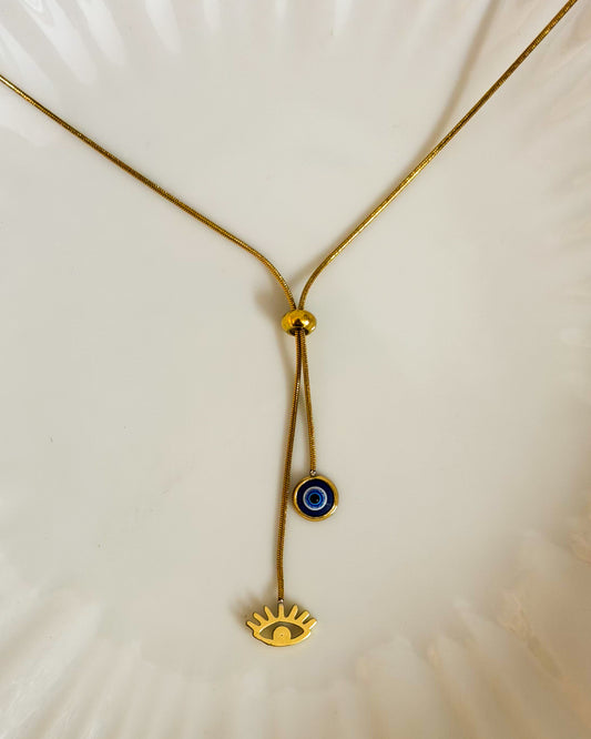 Adjustable evil eye necklace