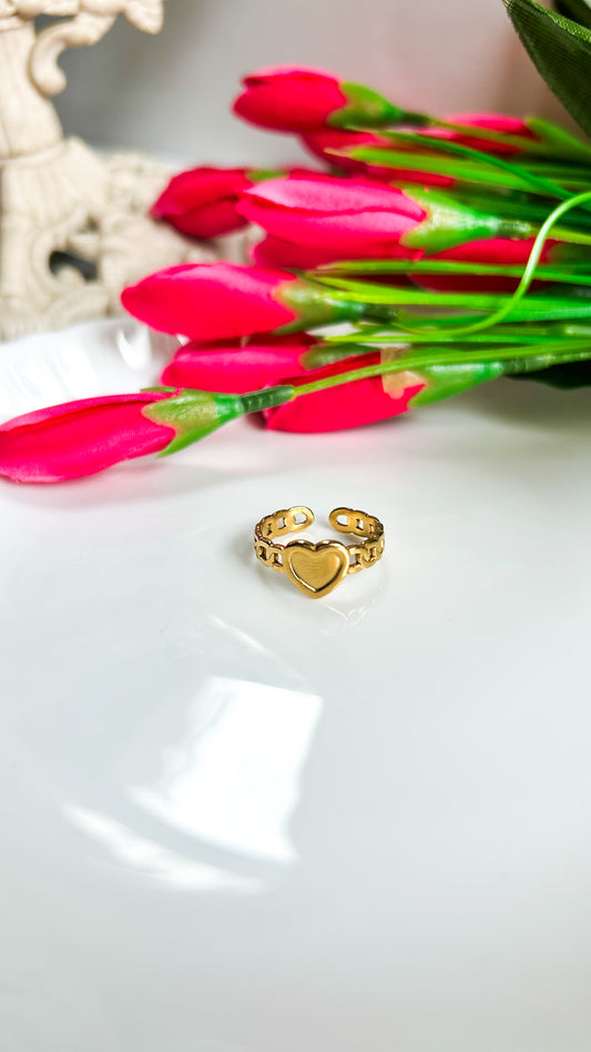 Link chain heart ring ( adjustable)