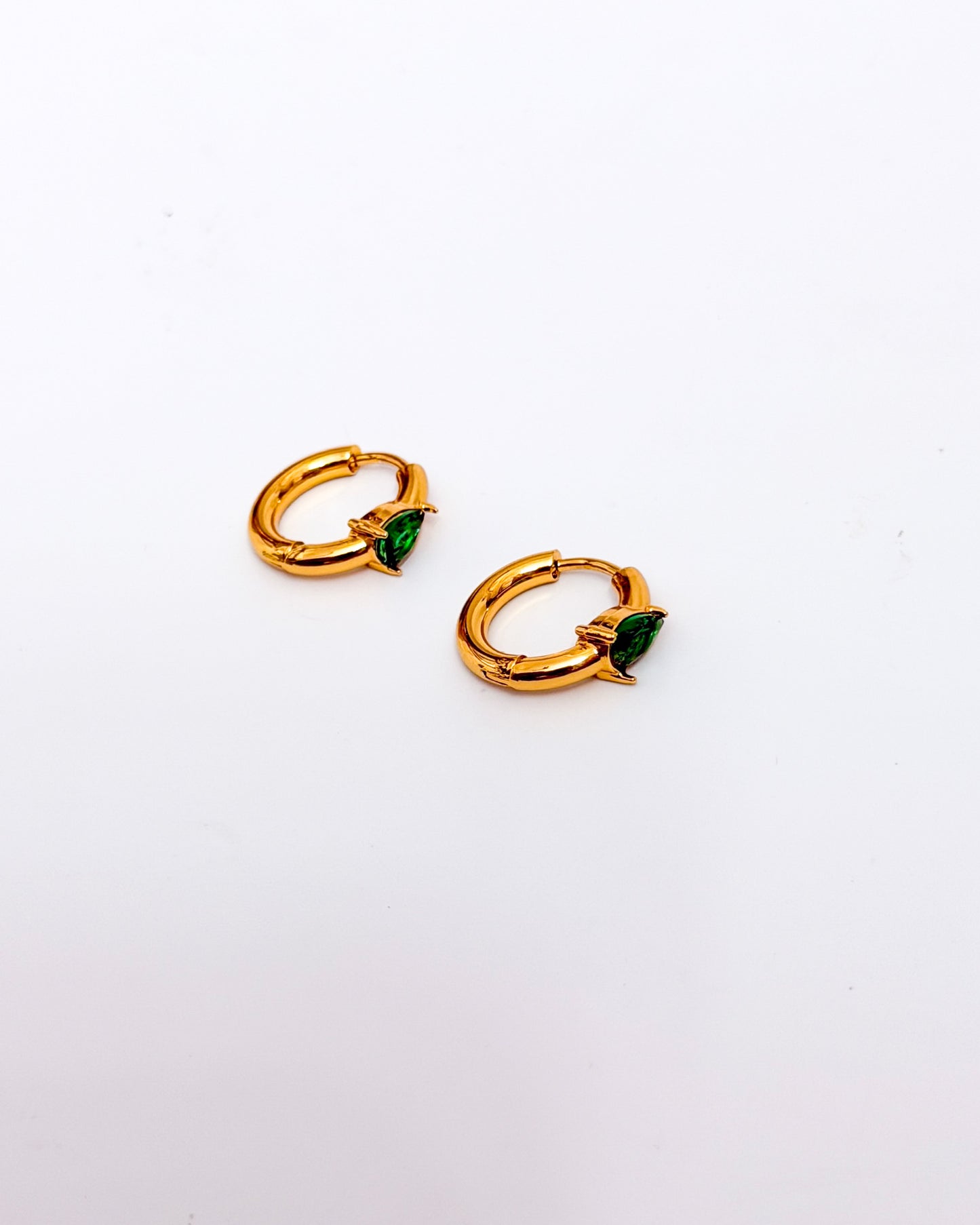 Huggies with green drop stone detailing