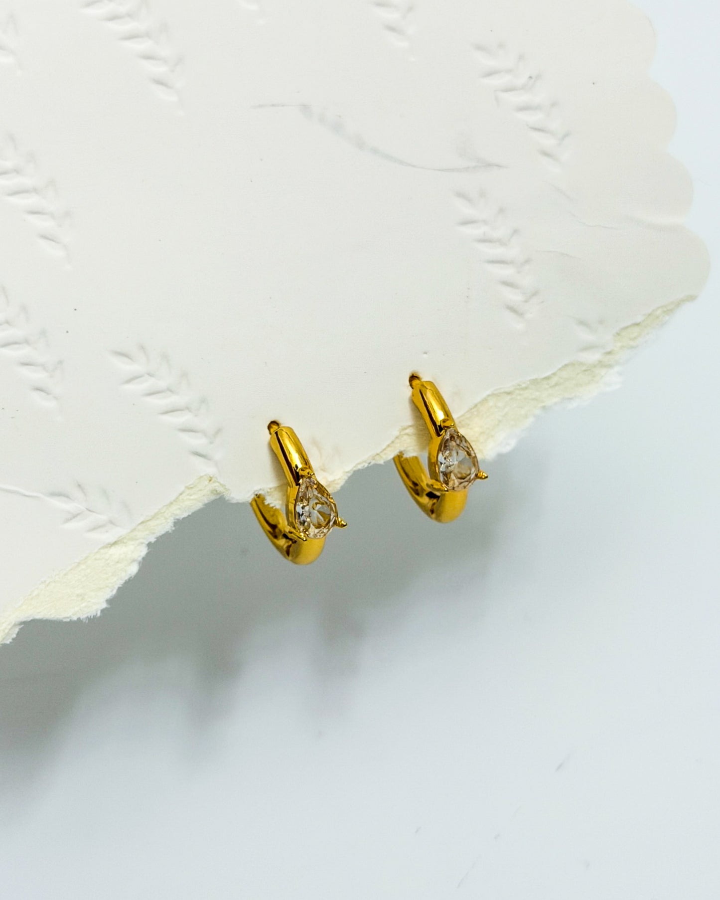 Huggies with drop stone detailing