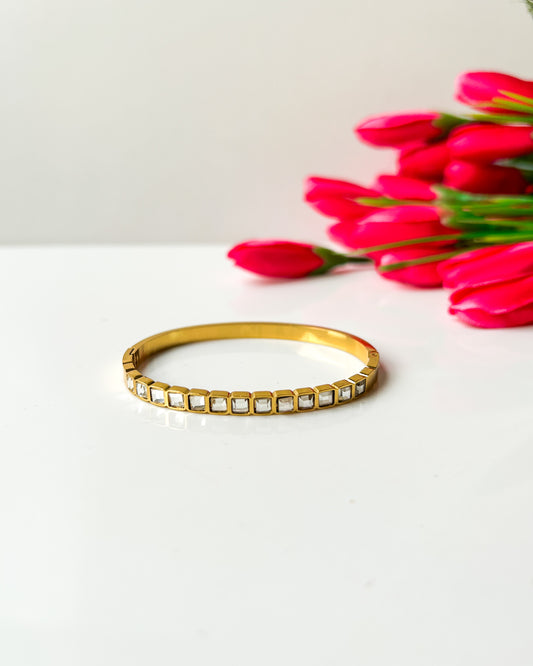 Square studded thin wrist bracelet