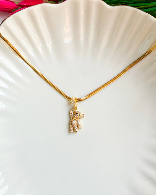 Hanging teddy Charm necklace