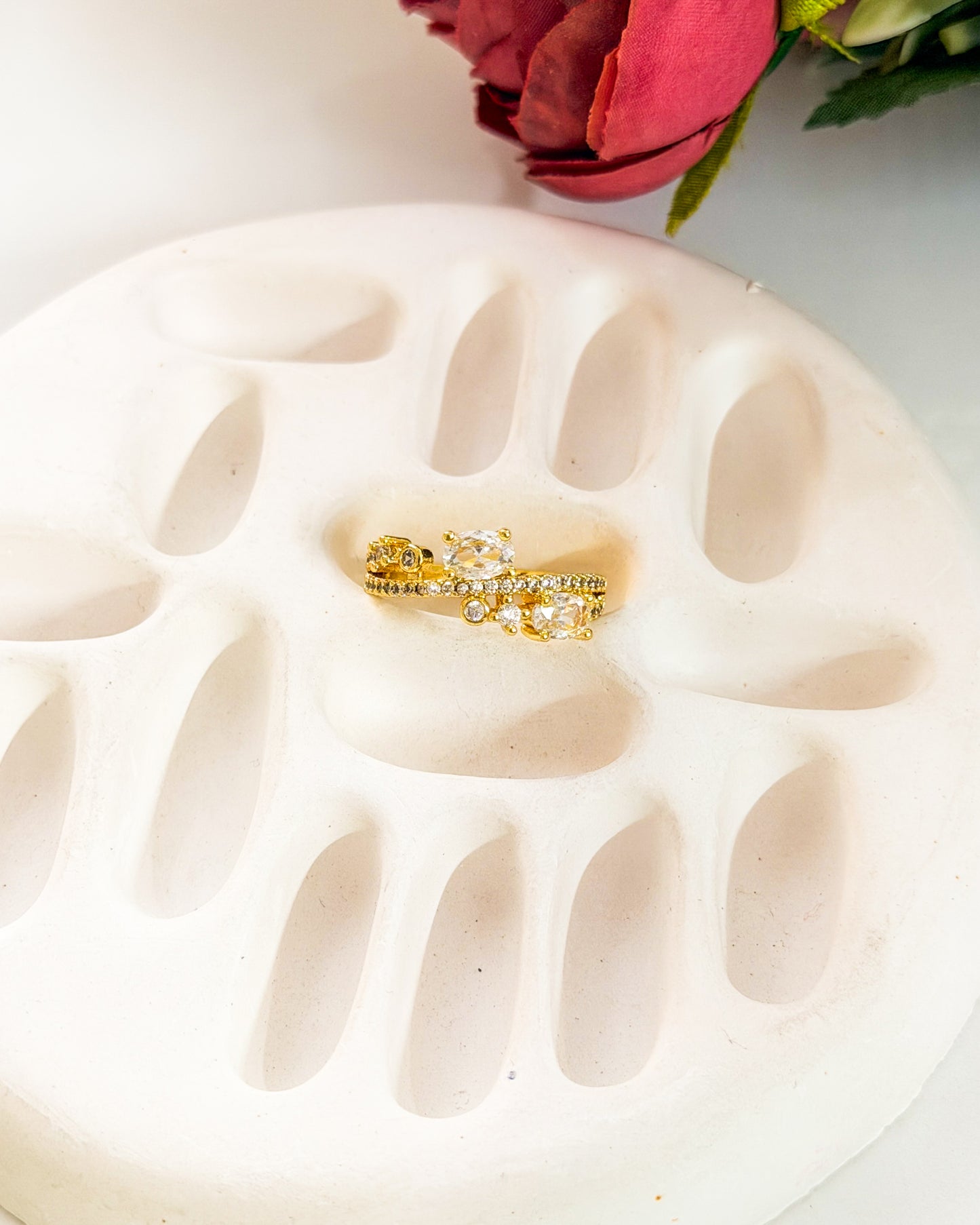 Studded layered Adjustable ring