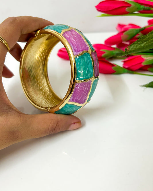 Chunky purple + green italian bracelet
