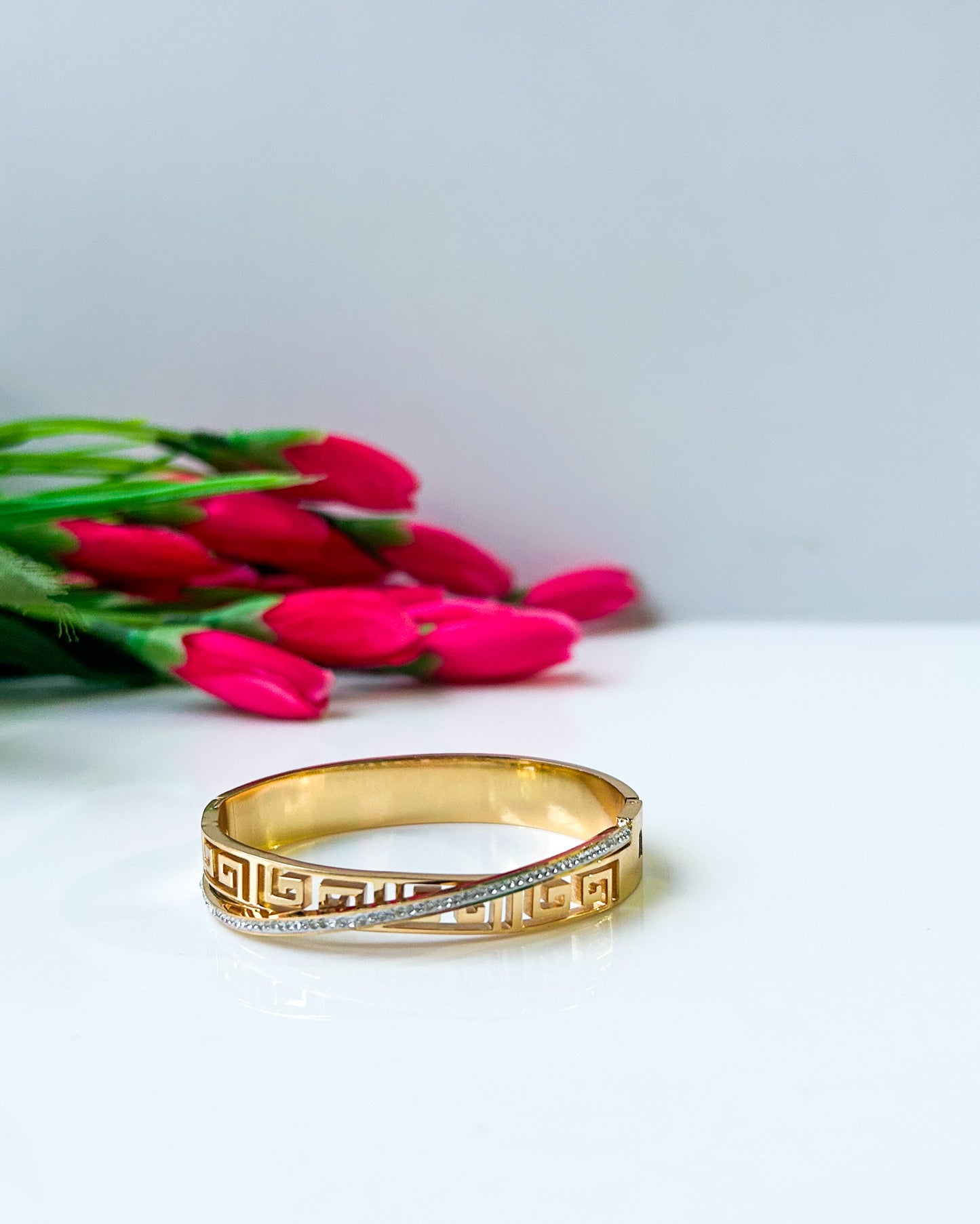Greek infinity thin wrist bracelet