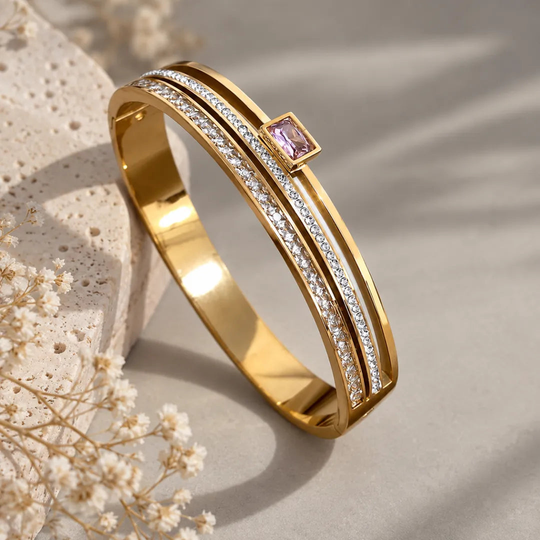 Layered pink stone bracelet