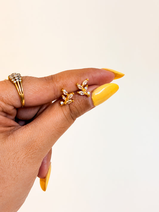 Structured petal leaf ball back studs