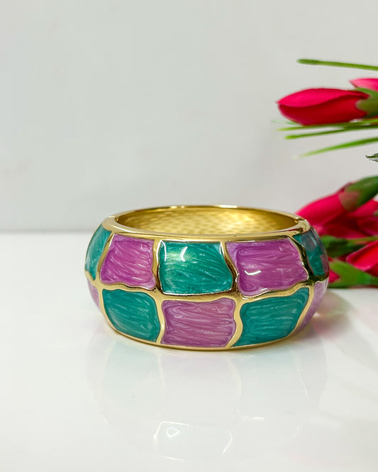 Chunky purple + green italian bracelet