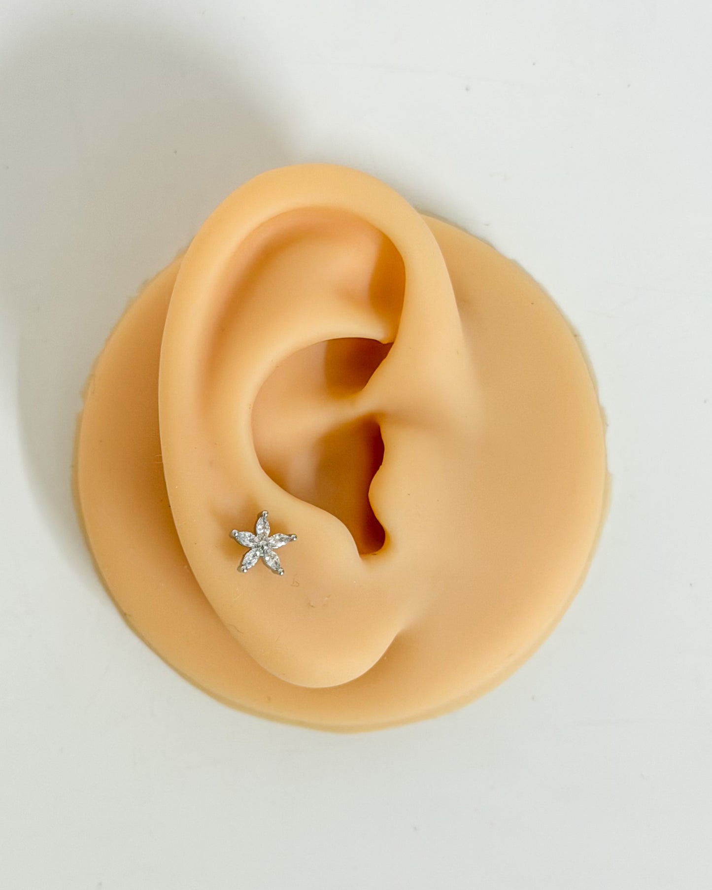 Five petal silver ball back studs
