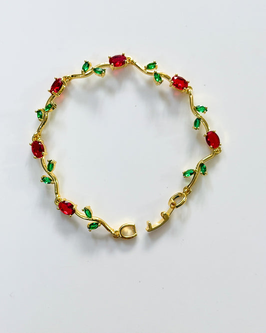 Baby size red tulip bracelet