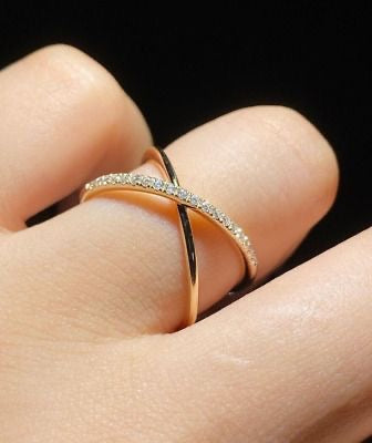 Criss cross studded adjustable ring