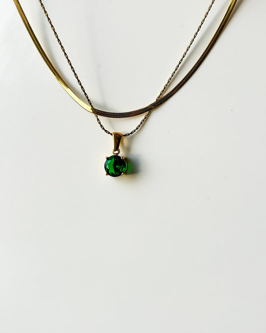 Layered solitaire necklace ( round)