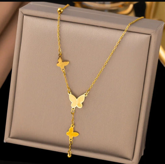 Butterfly drop necklace