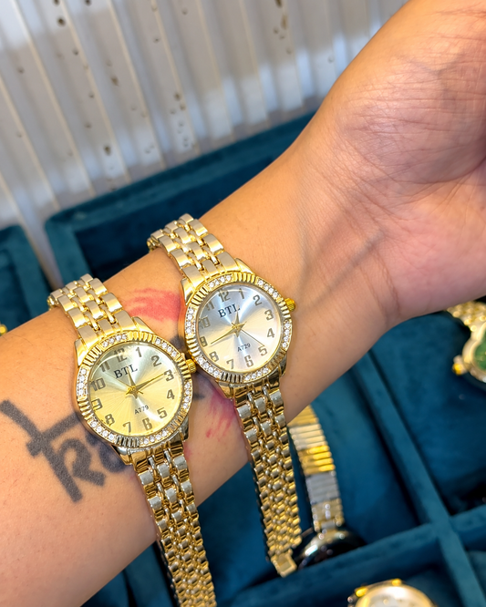 Brand style Half Studded round watch