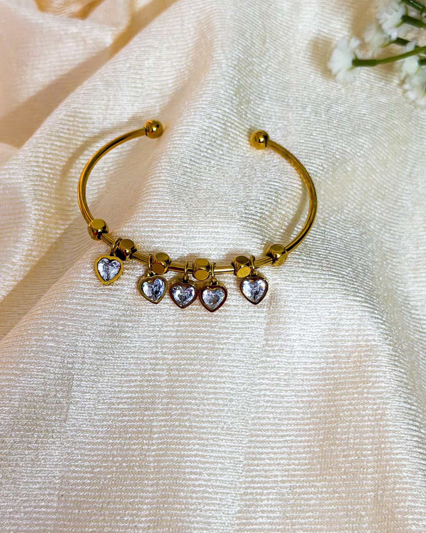Heart hanging charm thin wrist baby size bracelet