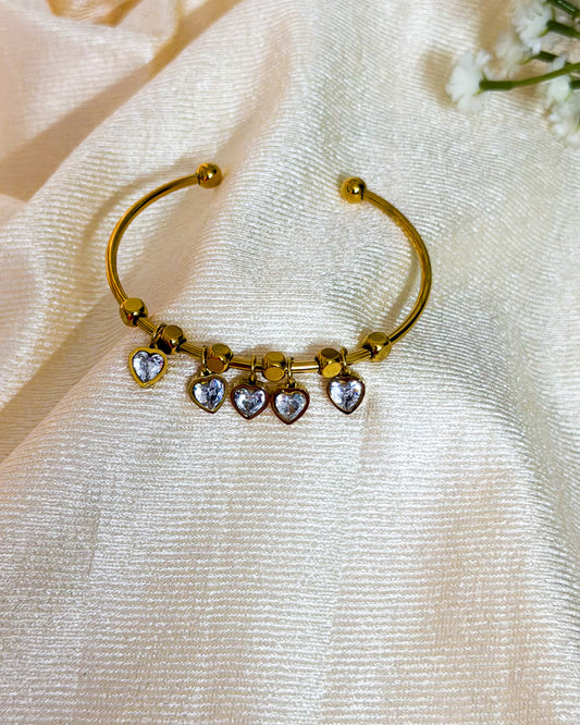 Heart hanging charm thin wrist baby size bracelet