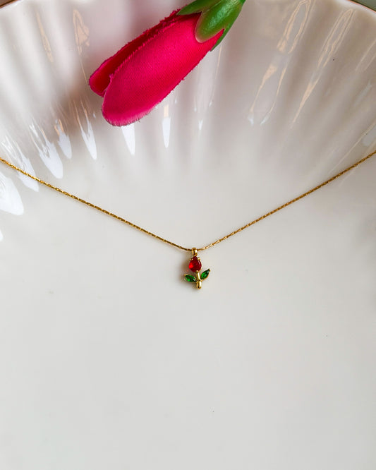 Viral mini tulip necklace red