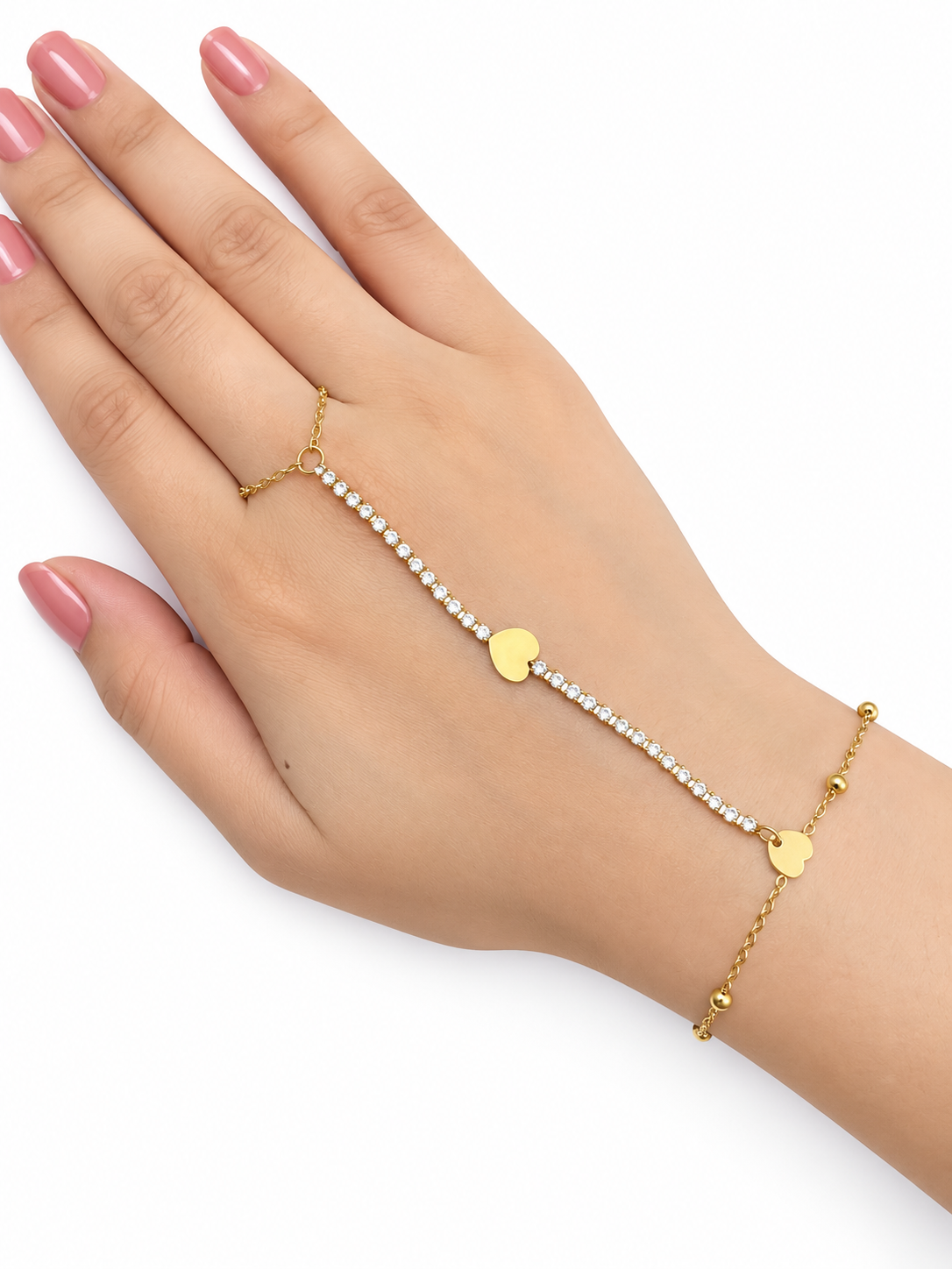 Tennis with double heart handchain