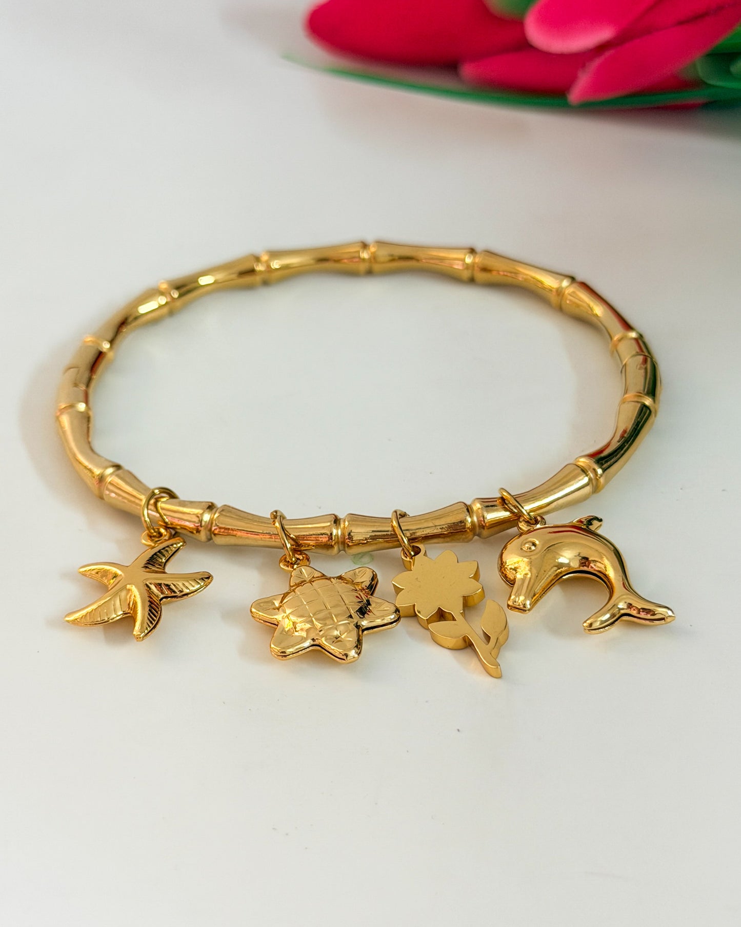 Beach charm bamboo bracelet