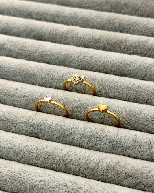 Studded heart ring set of 3