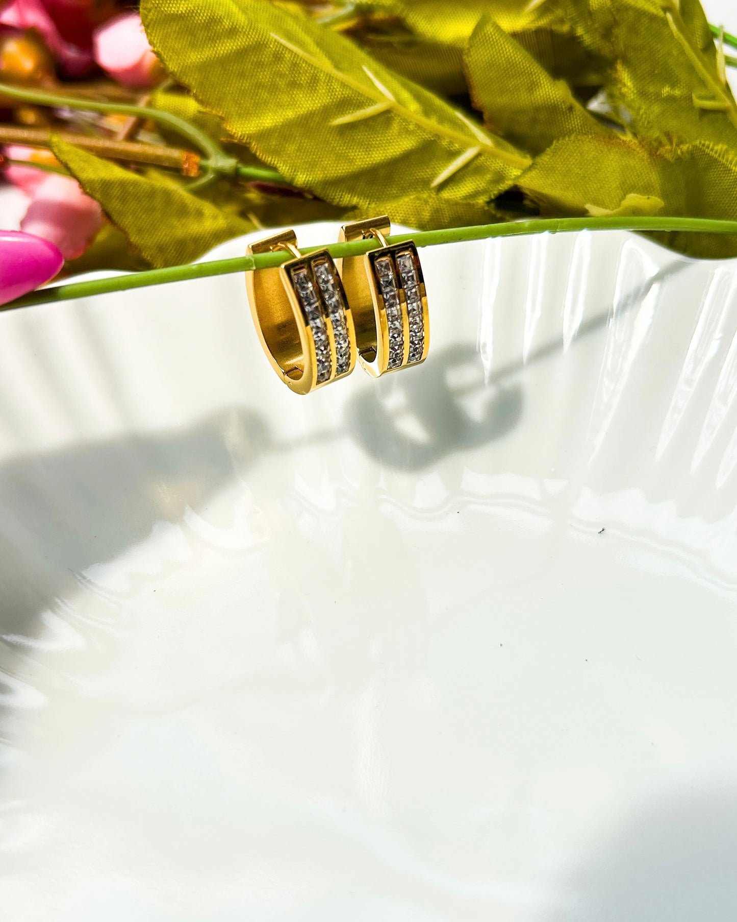 Studded medium hoops