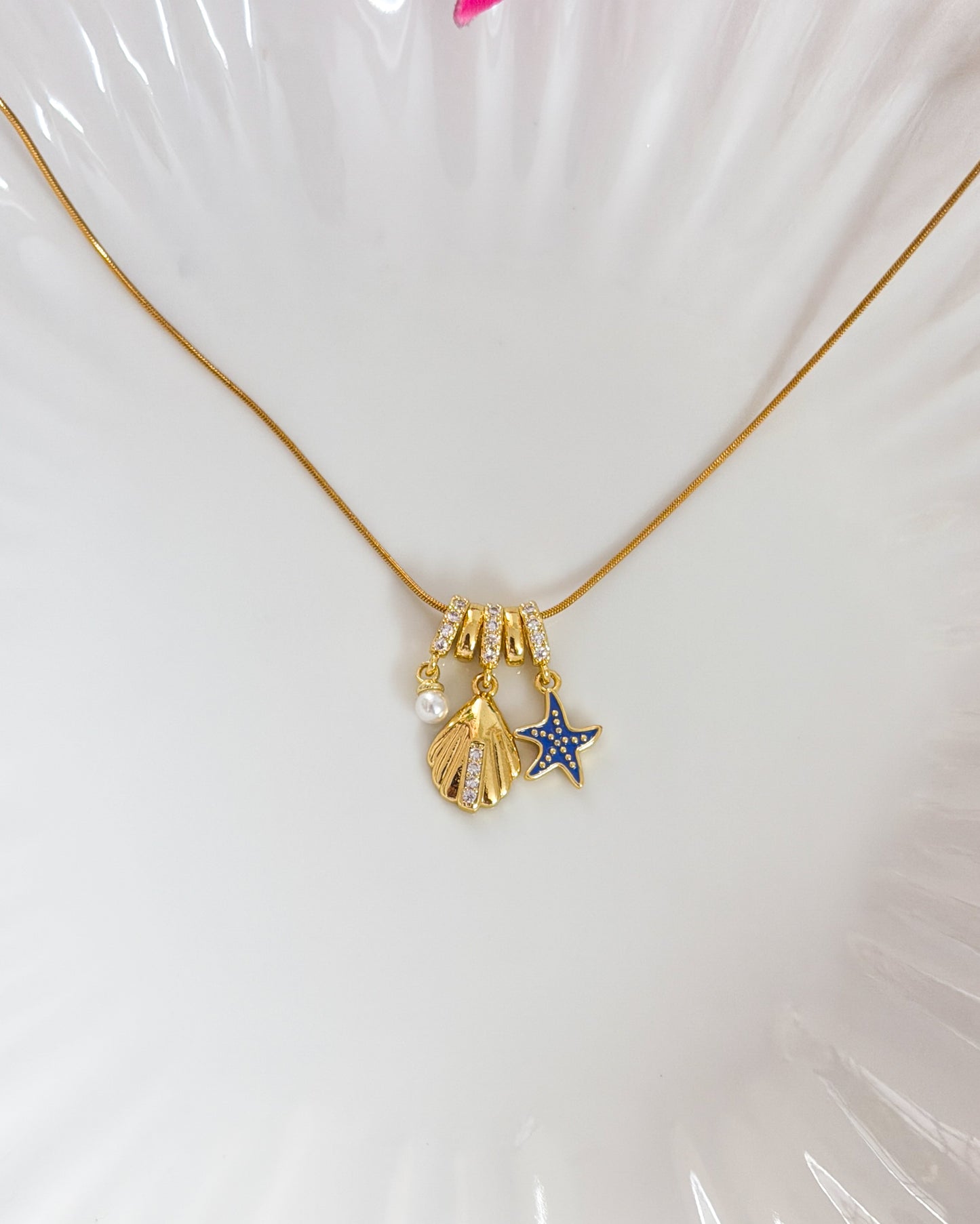 Blue ocean charm necklace