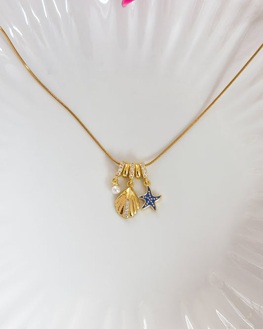 Blue ocean charm necklace