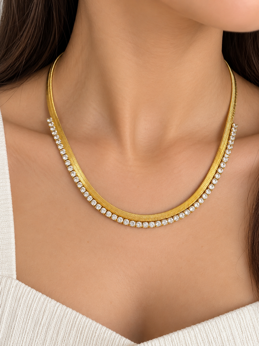 Tennis with snake chain necklace