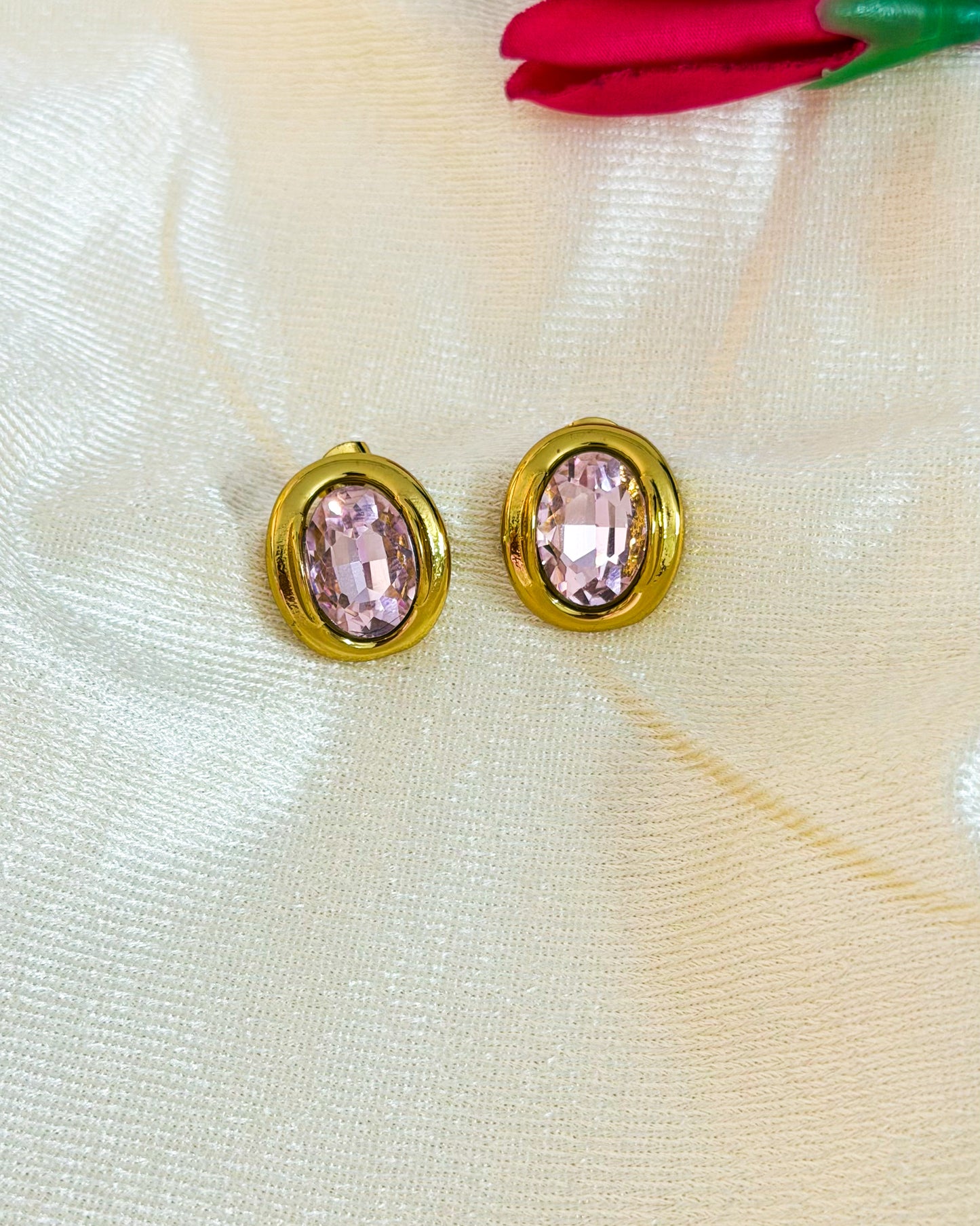 Pink oval earrings