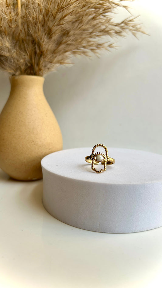 Evil eye adjustable ring