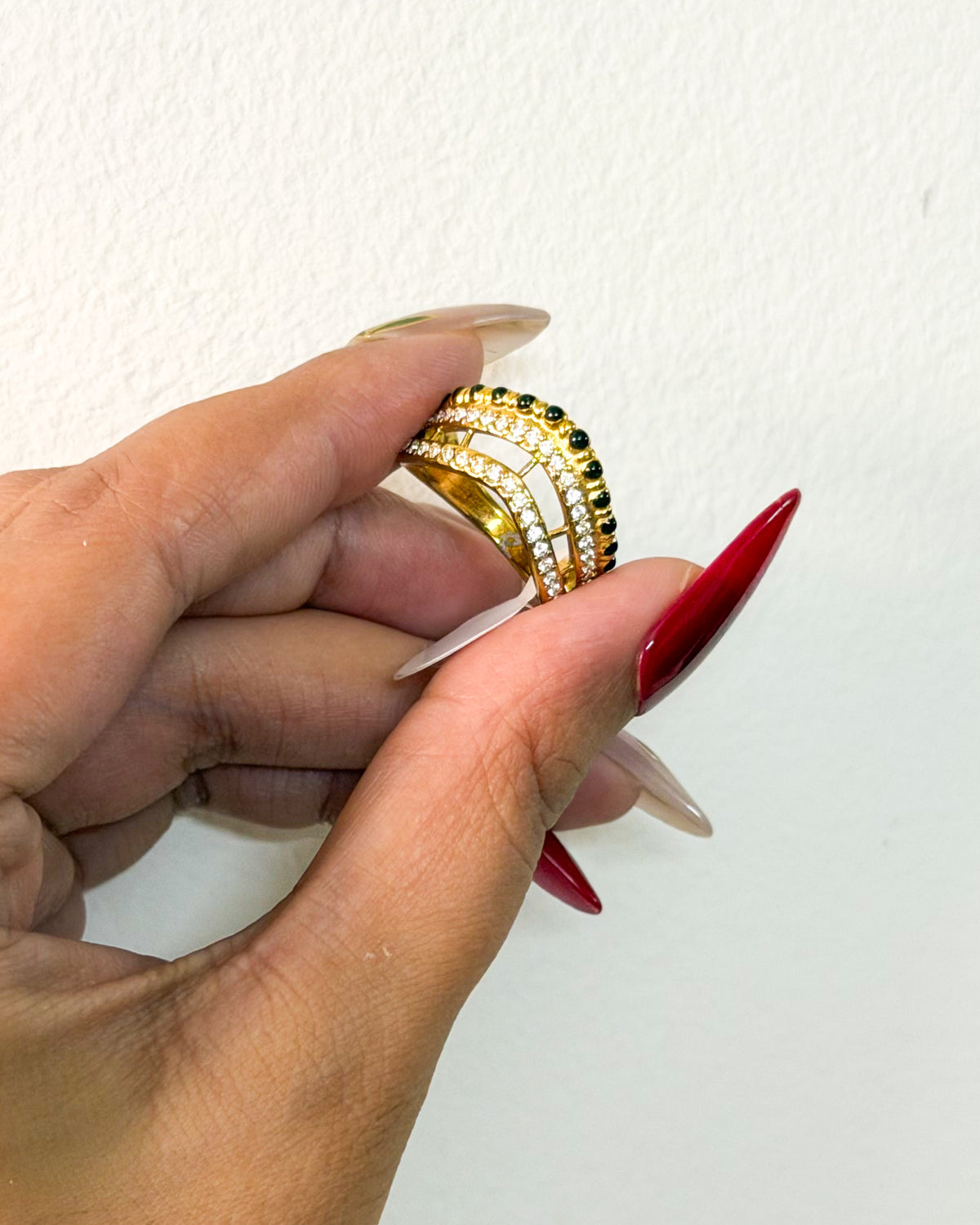 Luxe mangalsutra layered v ring (pvd plated)
