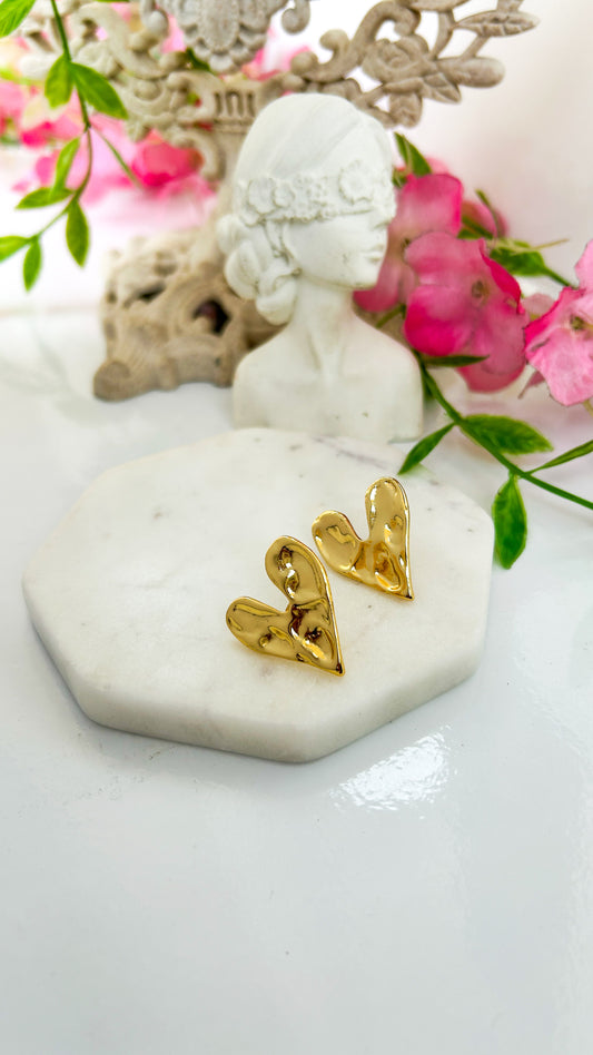 Crushed heart earrings