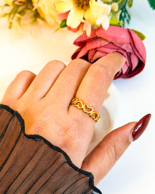 Delicate heart Adjustable ring band