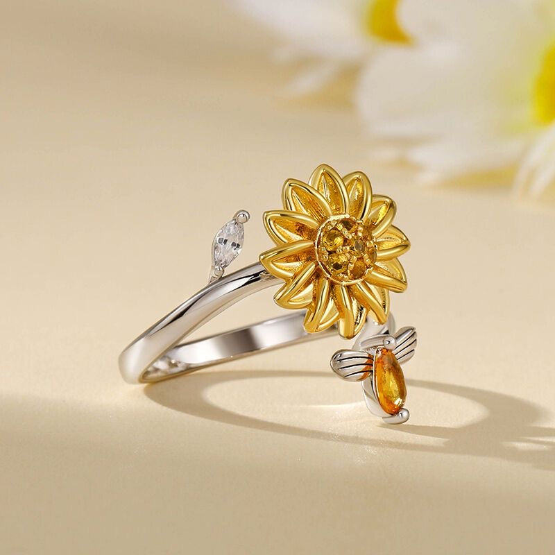 Healing sunflower fidget adjustable ring