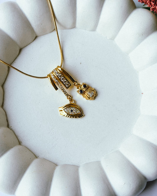 The evil eye owl charm necklace