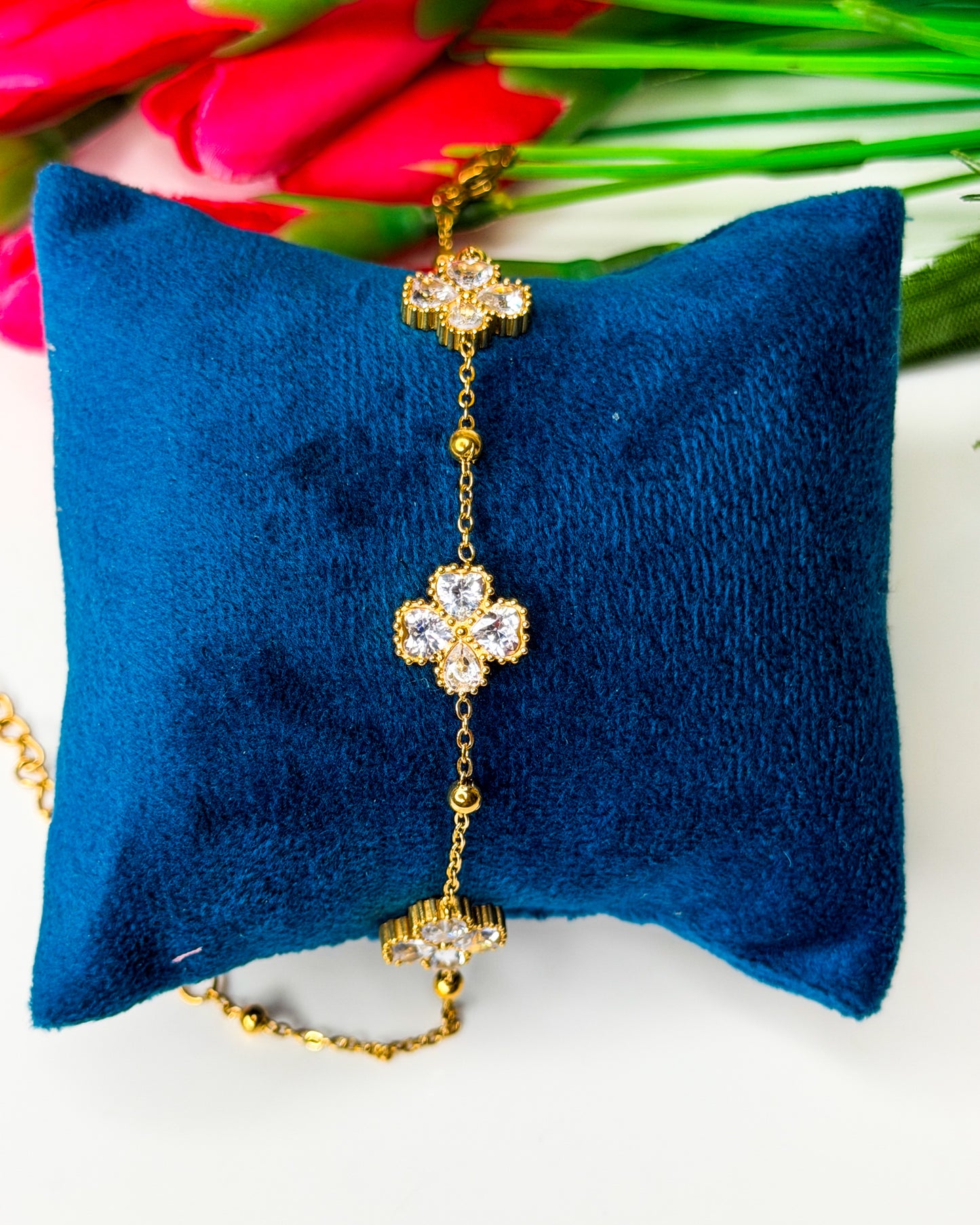 Studded clover bracelet