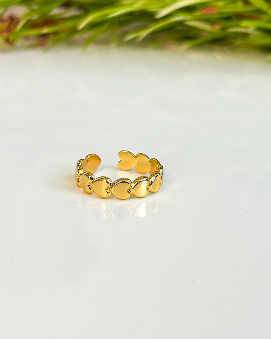 Heart link adjustable ring